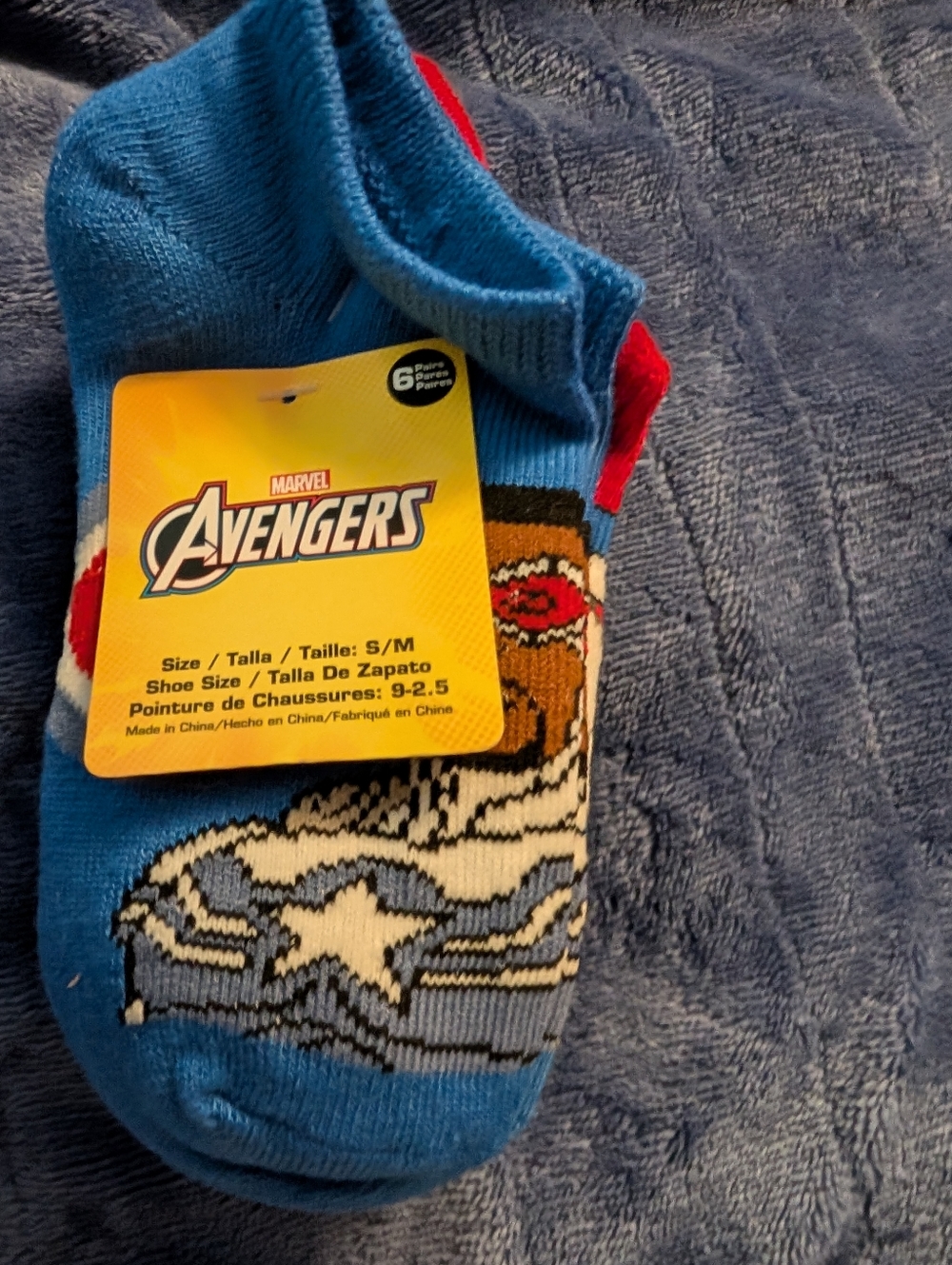 Marvel Avenger Boys Blue Character No-Show Socks